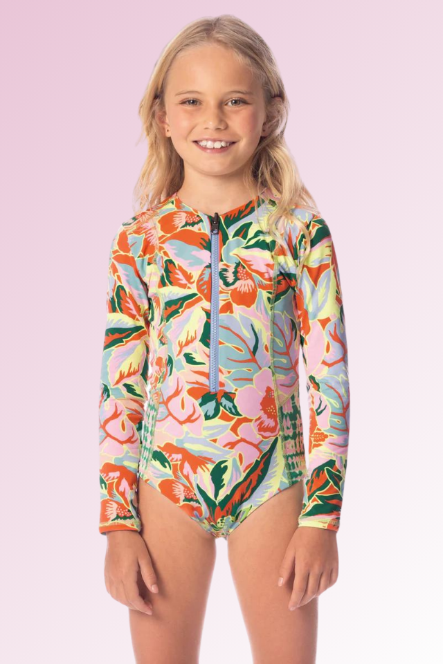 Maaji Girls Miku Rashguard One Piece - Neon Leafy