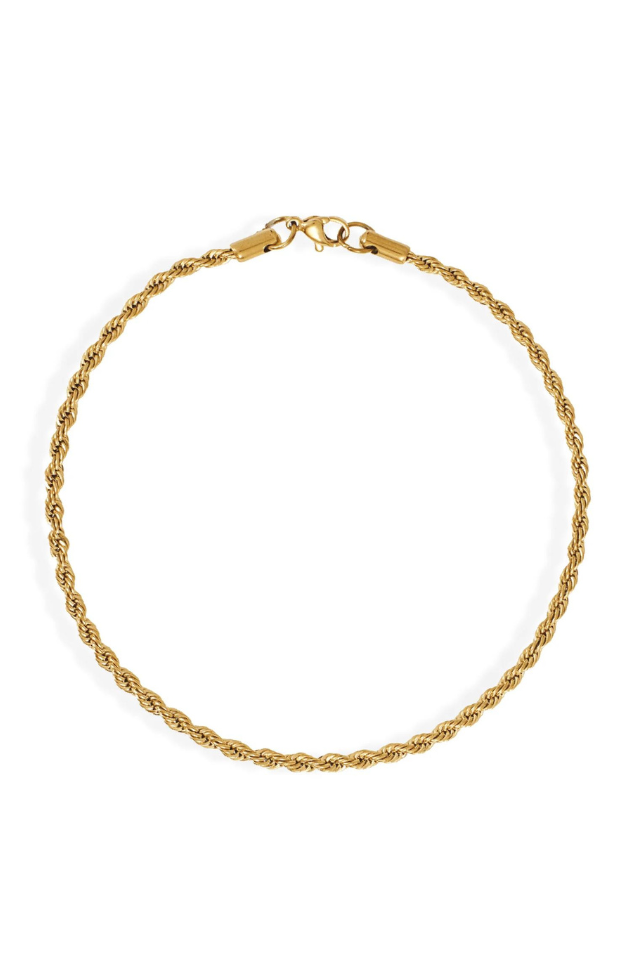 Ellie Vail Tate Rope Chain Anklet - Gold