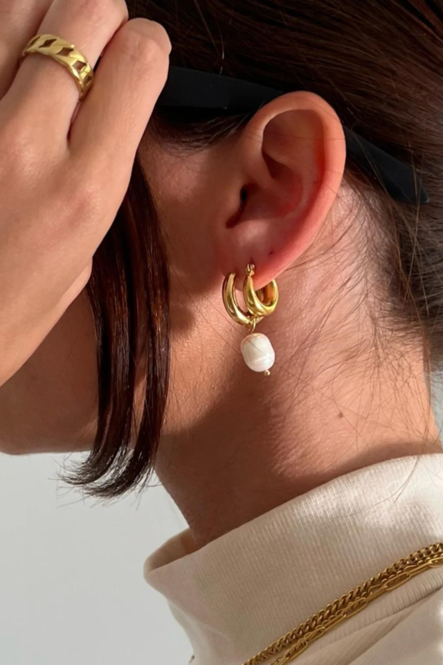 Ellie Vail Melrose Mini Hoop Pearl Earring