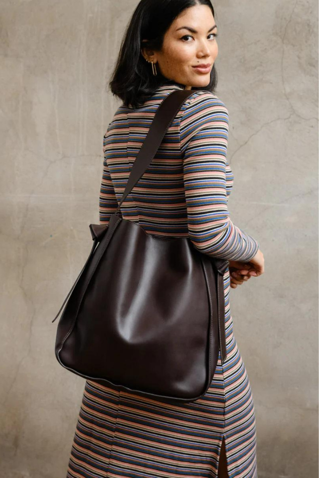 ABLE Addison Knotted Tote Chocolate Brown
