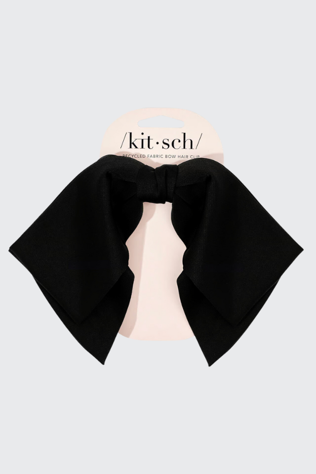 Kitsch Recycled Fabric Bow Hair Clip - Black