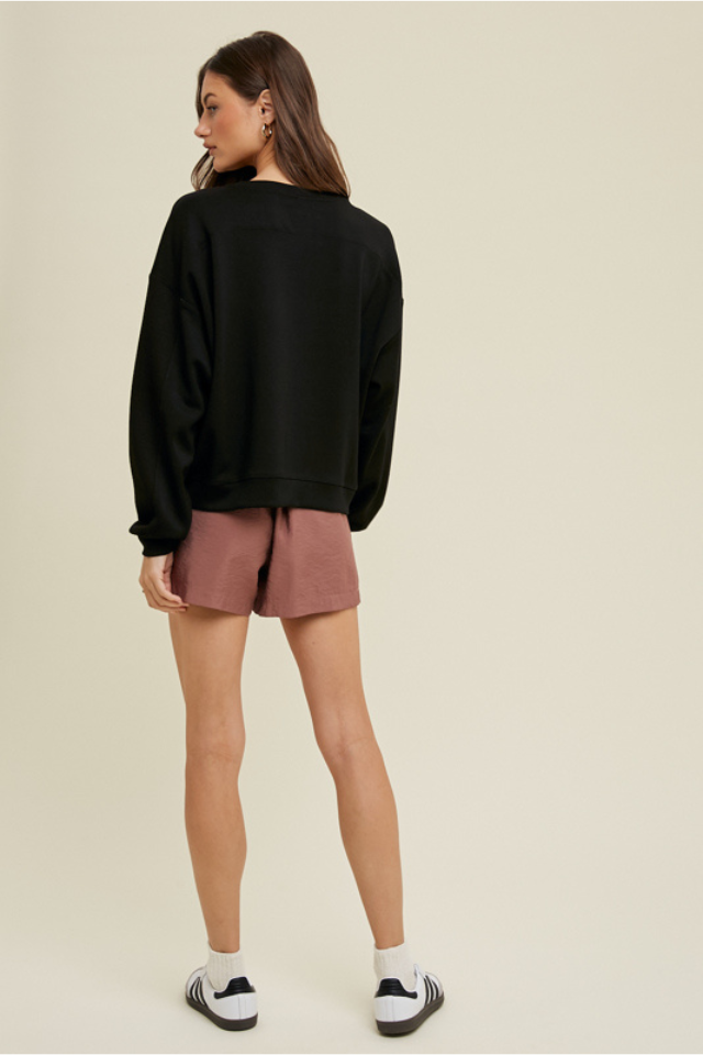 Wishlist Scuba Relaxed Crop Sweatshirt - Black