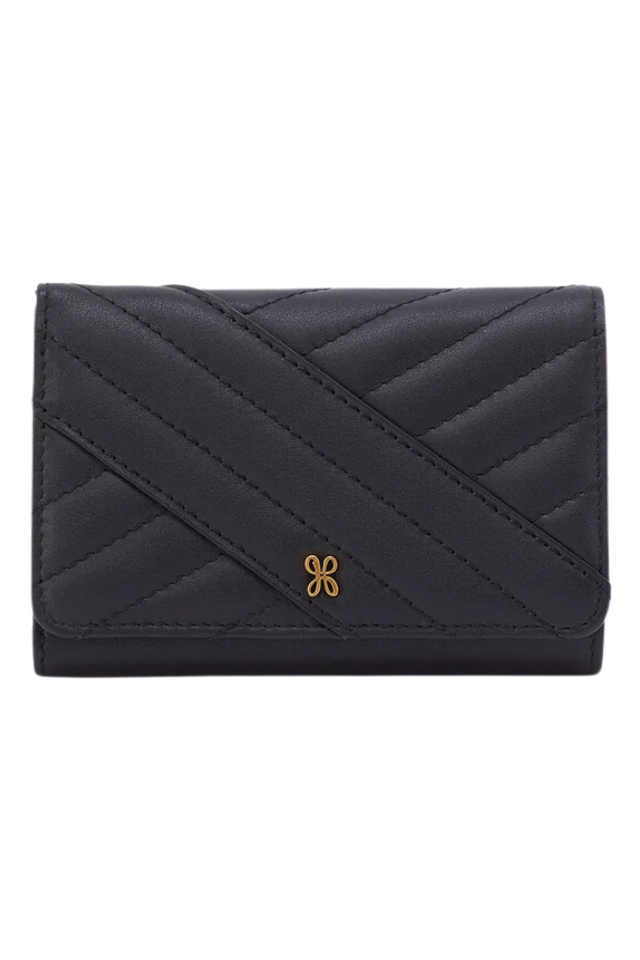 HOBO Jill Trifold Wallet - Black Quilted