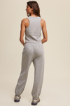 Listicle Knit Crop Top and Jogger Pants Set - Grey