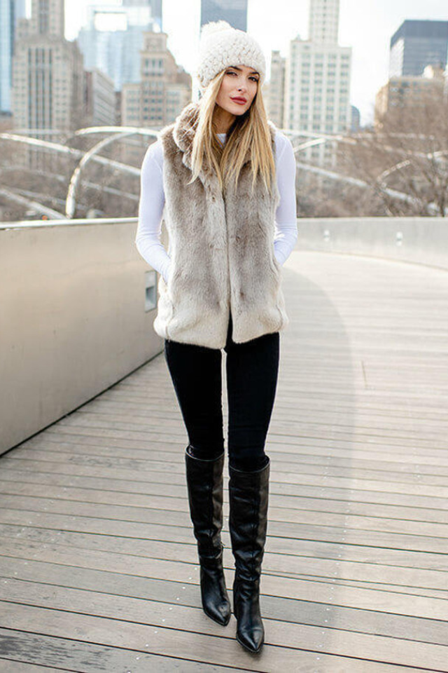 Fabulous Furs Couture Hook Vest - Champagne Mink