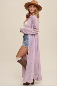 Listicle Long Button Down Shirt Dress - Lavender