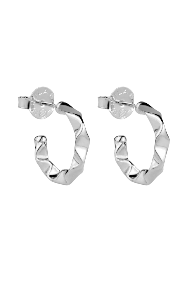 Sheila Fajl Medium Wrinkled Hoops - Shiny Silver