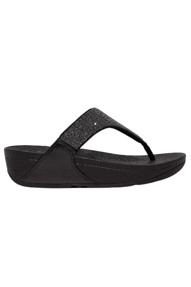 Fit Flop Lulu Shimmerlux Toe-Post Sandals - All Black